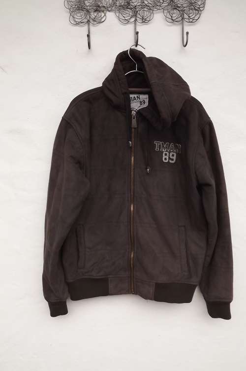 Warm Brown man's Bomber style hooded jacket by Truworths man in size Large.TMan 89.As new
