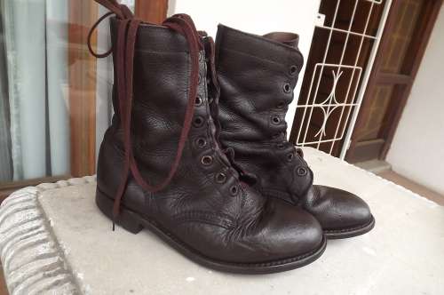 Pair of SADF genuine leather brown army boots size 6 by D.W.S issued 2010.Army size 247
