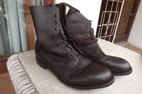 Pair of SADF genuine leather brown army boots size 9.5 by M.G.S issued 2005.Army size 277W