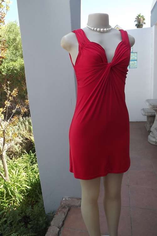 Little red SISSY BOY evening dress.Size 34/10 Rushed on bust front and shoulder straps.