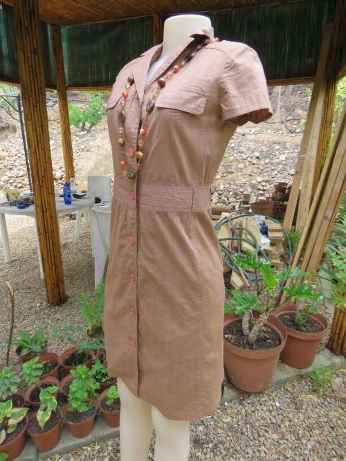 Cute little brown button down dress by ENC size 32/8 with capped sleeves,open collar