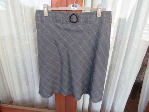 Calf length grey check skirt by 'EXACT' in 40/16.Waistband with buckle on front.As new.