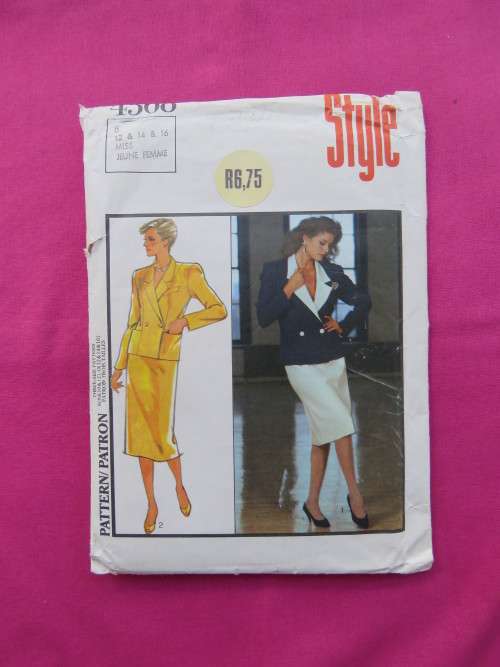 `STYLE` sewing pattern 4568 in sizes10, 12,14 and 16 for skirt and jacket.