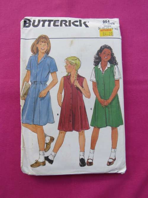 'BUTTERICK' school dress sewing pattern 994 for size 8-16.
