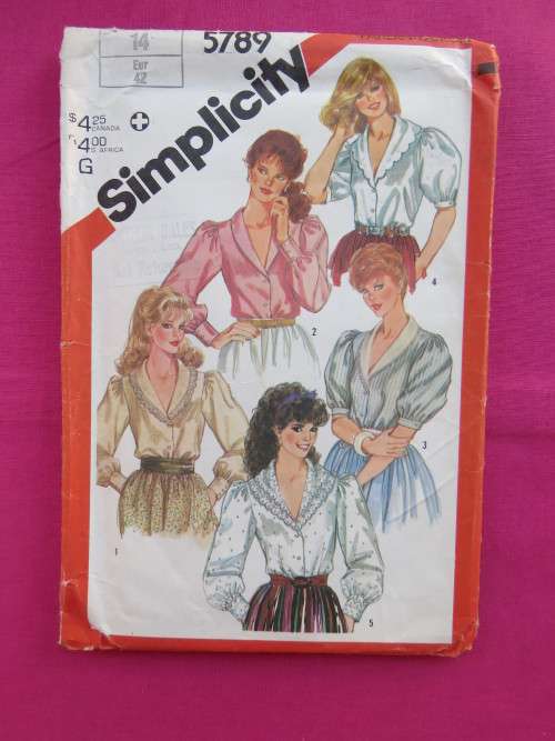 `SIMPLICITY` sewing pattern 5789 for shawl collar blouse in size 14.