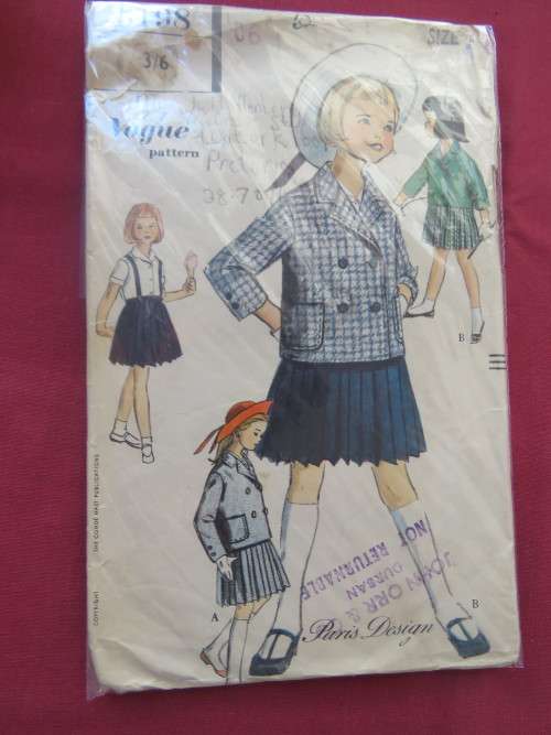 'VOGUE' sewing pattern 5198 in size 4-8 for girls jacket,skirt and blouse.Good condition.