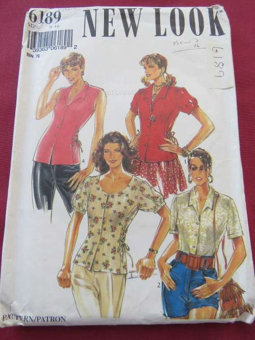 'NEW LOOK' pattern 6189 in sizes 6-16 for ladies top in 4 different designs.Good condition.