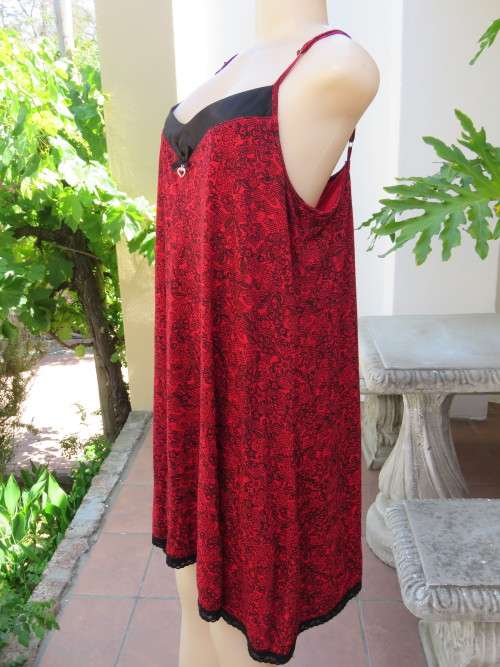Red and black  patterned sexy nighty by 'MILADYS INTIMATES' in size Large.New condition.