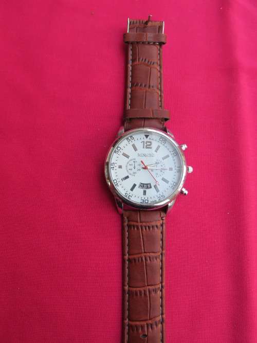 New bulky men's silver toned watch with all the extras by 'MINGO'.Made in China.