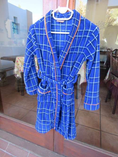 Practical royal blue check winter's night gown for boy of 8-9 years old.By 'JBR'.Used once.As new.