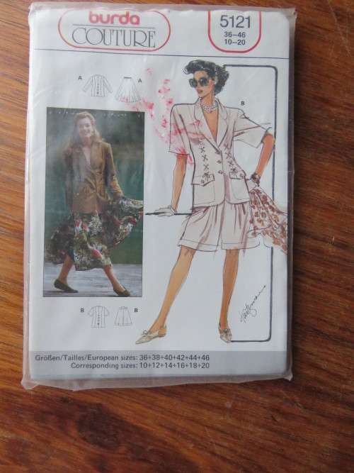 'BURDA COUTURE' pattern 5121 for ladies jacket,skirt and pants in size 36-46(10-20).Good cond.