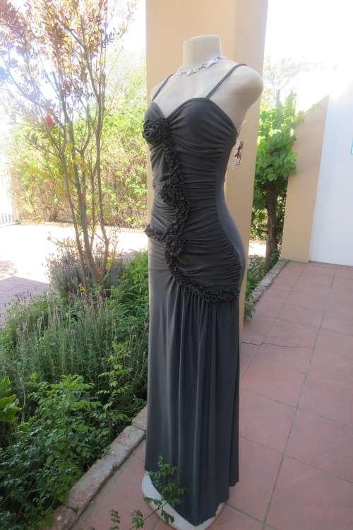 Haute Coutier charcoal colour body con evening dress. Floor length. Size 34 tightfit, 32 normal fit.