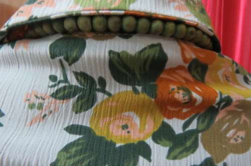 Boutique made long sleeve top size 36/12. Button down front with covered buttons and open collar.
