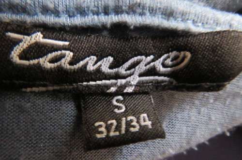 Beautiful steel blue top with scooped neckline. Bracelet length lace sleeves size 34/10 by `Tango`