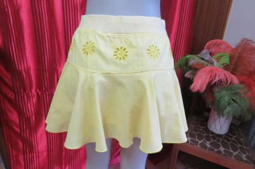 Chic and sexy buttercup, yellow mini skirt in 2 layers by `Woolworths` in size 32/8. As new!!