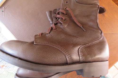 Pair genuine leather brown SADF boots by D.W.S. 2009 size 10. Army size 285 M.