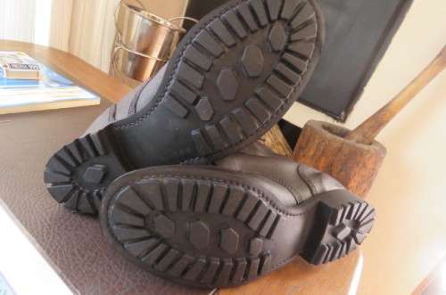 Pair genuine leather brown SADF boots by D.W.S. 2009 size 10. Army size 285 M.