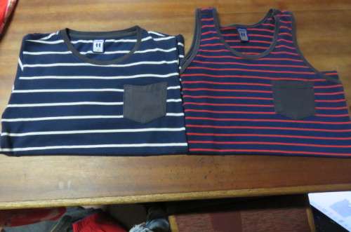 Set of 2 'Copter' T-shirts for 10 year old boy. One with short sleeve and other tank top.