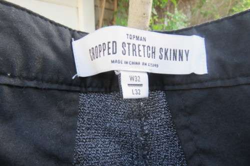 Men's Fashion salt and pepper look cropped stretch skinny pants size 32 by 'Topman'.