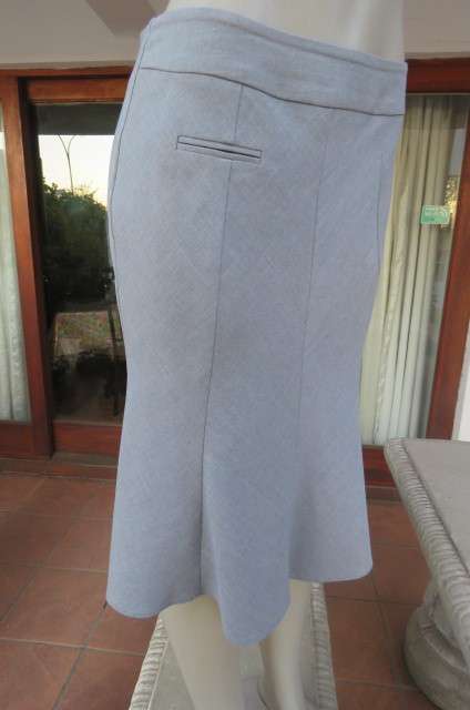 Sassy silvergrey paneled skirt. Only front waistband. Zip at back. By EXACT size 34/10.AS NEW