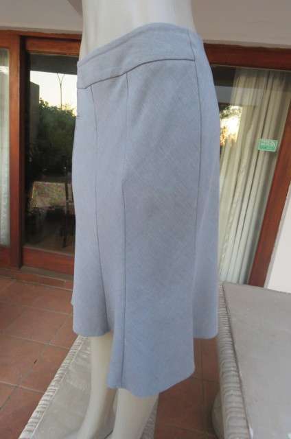 Sassy silvergrey paneled skirt. Only front waistband. Zip at back. By EXACT size 34/10.AS NEW