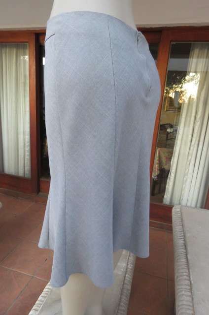 Sassy silvergrey paneled skirt. Only front waistband. Zip at back. By EXACT size 34/10.AS NEW