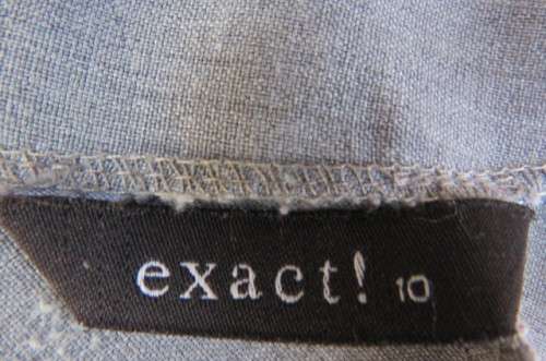 Sassy silvergrey paneled skirt. Only front waistband. Zip at back. By EXACT size 34/10.AS NEW