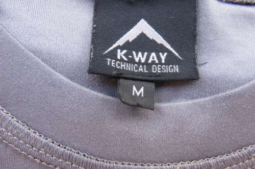 Men's grey 'K-Way' technical design short sleeve top with moisture manager size Medium.