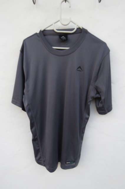 Men's grey 'K-Way' technical design short sleeve top with moisture manager size Medium.