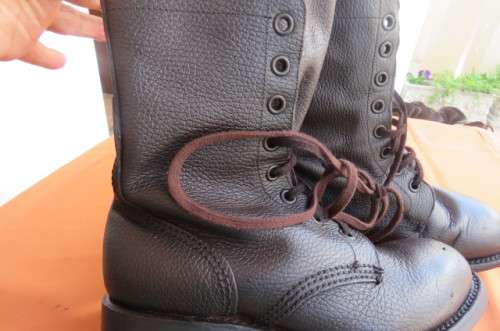 Pair of SADF brown genuine leather army boots in size 5.5. Issued in 2009 by DWS. Army size 240 M.