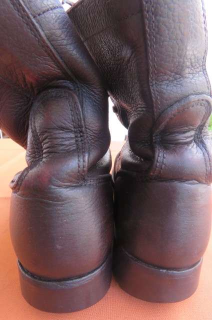 Pair of SADF brown genuine leather army boots in size 5.5. Issued in 2005 by DWS. Army size 240 W.