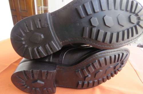 Pair of SADF brown genuine leather army boots in size 5.5. Issued in 2005 by DWS. Army size 240 W.