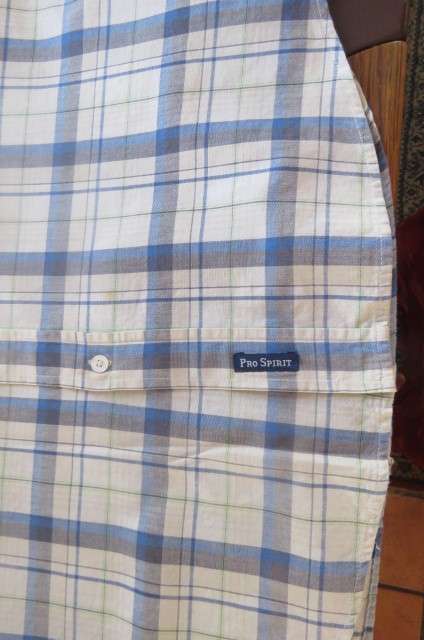 High quality Men's 'Pro Spirit' short sleeve casual shirt. In blue and white check size Large.