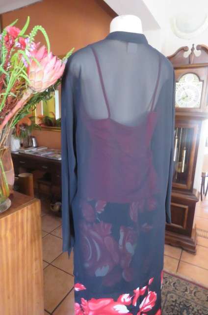 Amazing black sheer polyester long sleeve open top. High banded collar size 40/16 by 'Raoul'.