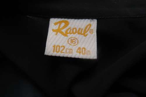 Amazing black sheer polyester long sleeve open top. High banded collar size 40/16 by 'Raoul'.