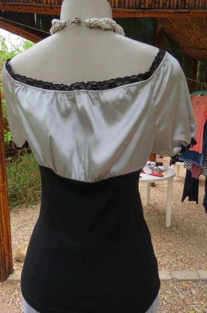 Lovely empire style top. Stretch polycotton bottom part in black size 36/12 by `Popular IU`.