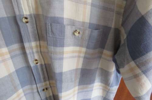 Casual blue, white and cream large checked short sleeve shirt size XL