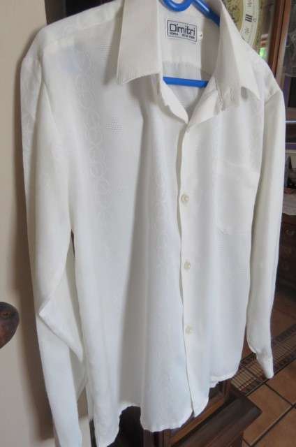 White long sleeve dress shirt for 8 to 9 year old boy by `Dimitri` In polycotton Pocket on front