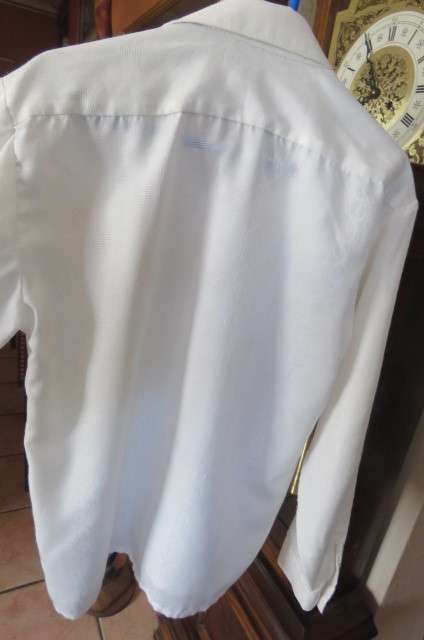 White long sleeve dress shirt for 8 to 9 year old boy by `Dimitri` In polycotton Pocket on front