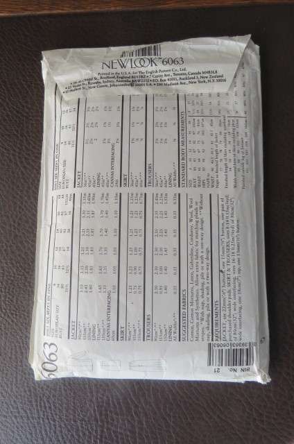 New look sewing pattern 6063 for pants, skirt and jackets size 8 to 18 Good condition