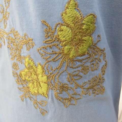Embroidered skyblue casual top with bracelet length sleeves by WOOLWORTHS in size 36/12