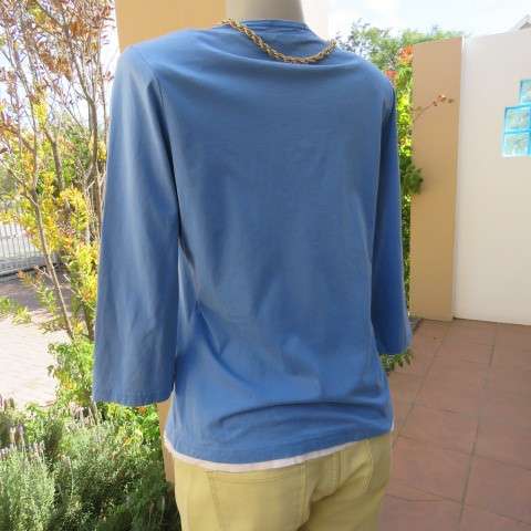 Embroidered skyblue casual top with bracelet length sleeves by WOOLWORTHS in size 36/12