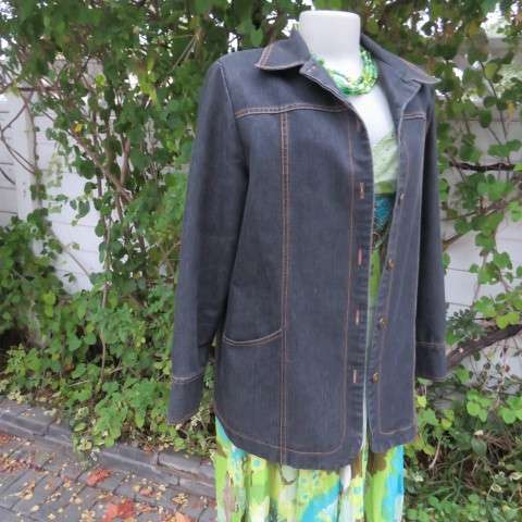 As new denim casual ong sleeve jacket by ML CLASSICS in size 36/12. Large front pockets.