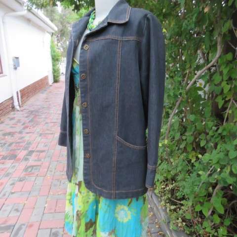 As new denim casual ong sleeve jacket by ML CLASSICS in size 36/12. Large front pockets.