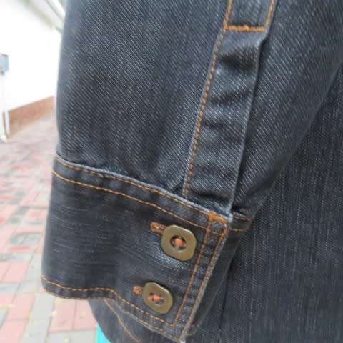 As new denim casual ong sleeve jacket by ML CLASSICS in size 36/12. Large front pockets.