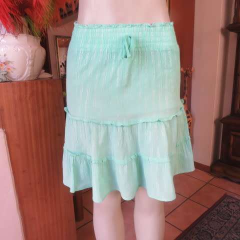 Beautiful light seagreen tiered skirt with wide elasticated waist for 13 to 14 yr old girl. Size 29