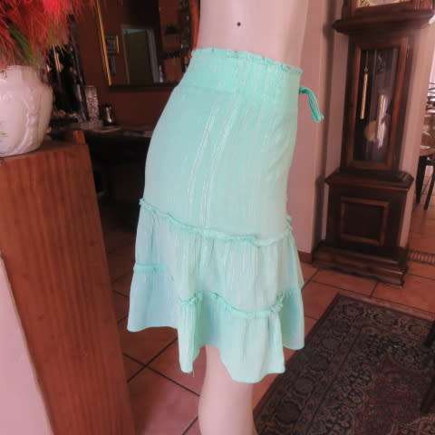Beautiful light seagreen tiered skirt with wide elasticated waist for 13 to 14 yr old girl. Size 29