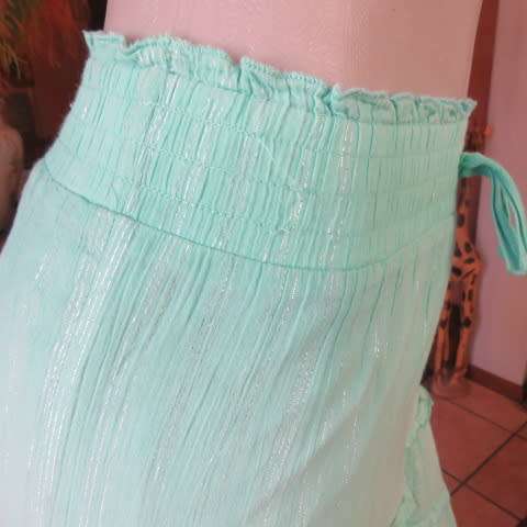 Beautiful light seagreen tiered skirt with wide elasticated waist for 13 to 14 yr old girl. Size 29