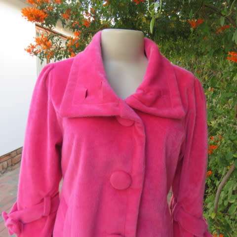 Bright pink long tailored warm jacket by 'JoyFul' in size 34/10. Two front pockets. Fully lined.