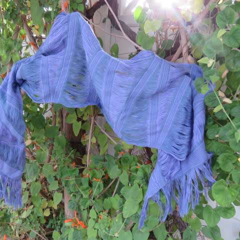 Amazing offer! Purple/blue hand woven scarf done by the Long neck ladies of Burma.Length 130cm.